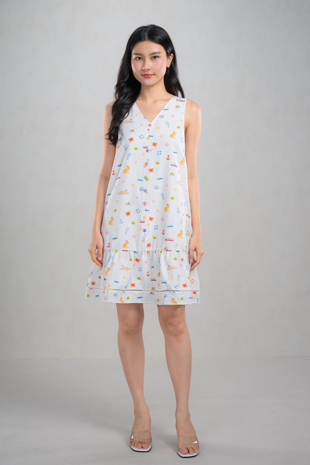 COASTAL CUTIES SLEEVELESS BUTTON DRESS