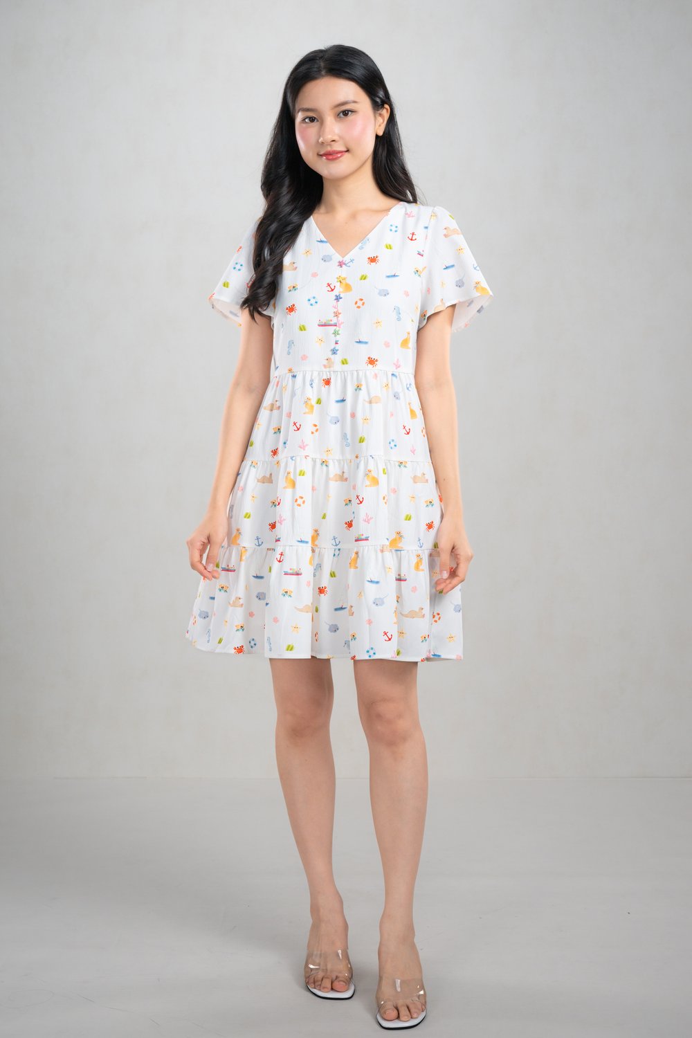 COASTAL CUTIES V-NECK BABYDOLL DRESS