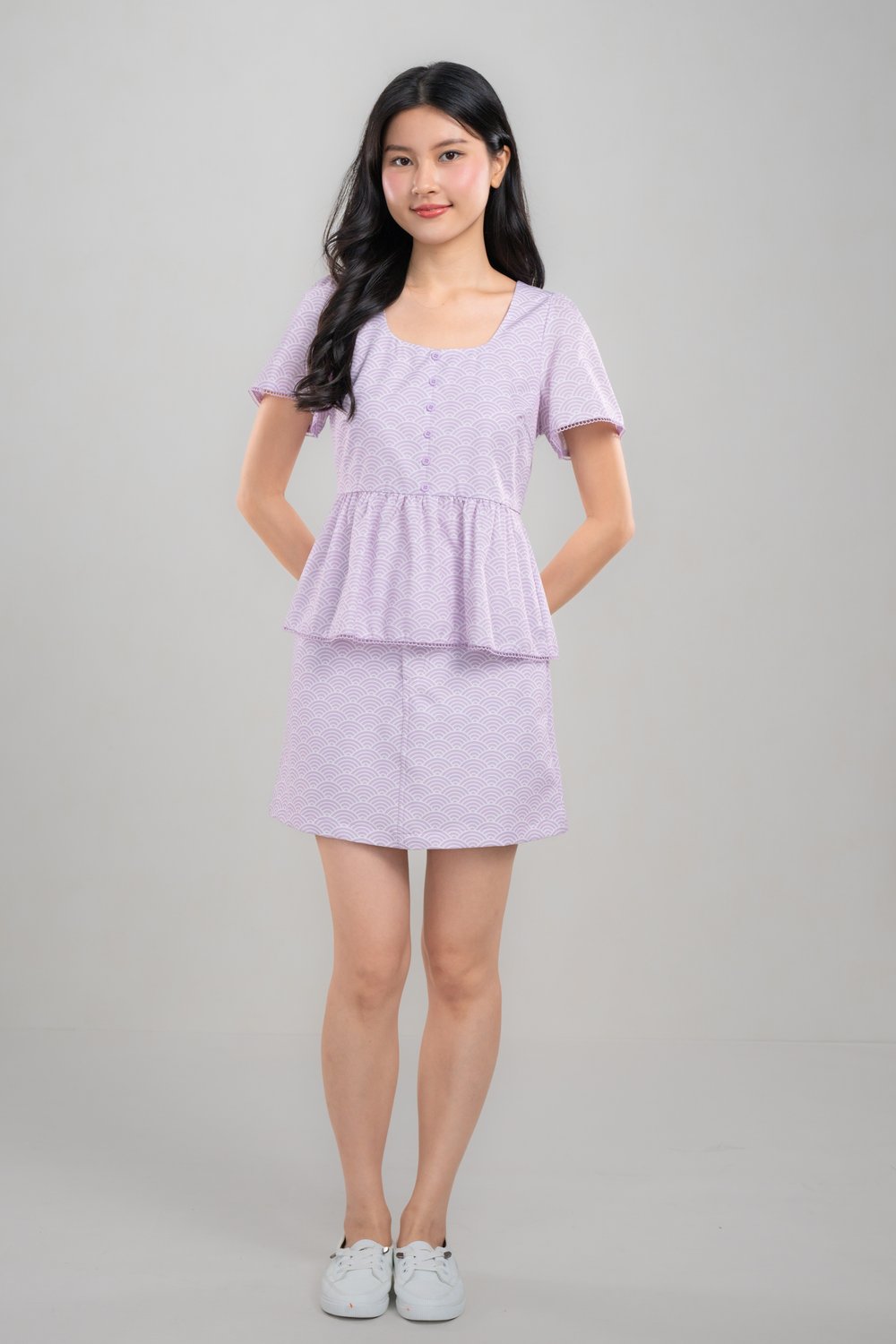 SUGOI LILAC SLEEVED PEPLUM TOP