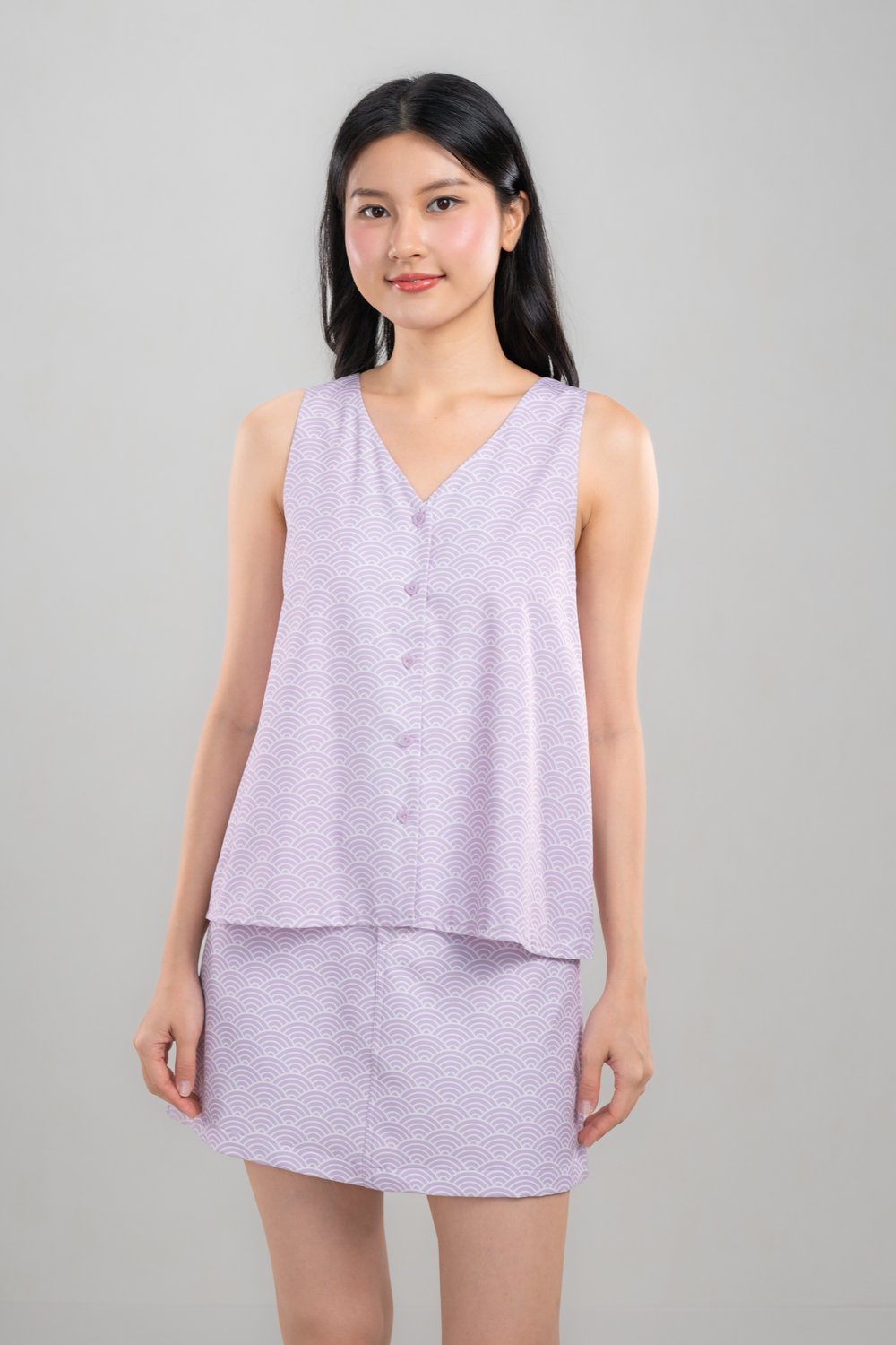 SUGOI LILAC TWO-WAY BUTTON TOP