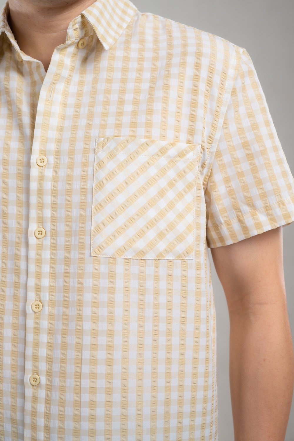 TREVIE GINGHAM MEN'S SHIRT IN KHAKI