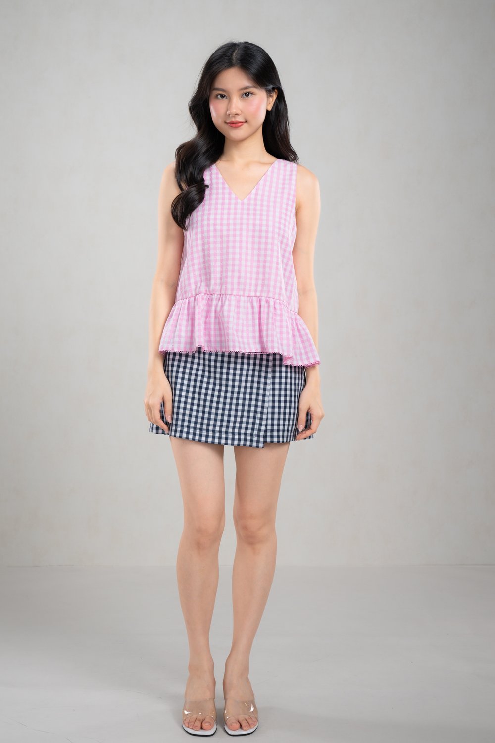 WYLIE GINGHAM SLEEVELESS TOP IN PINK