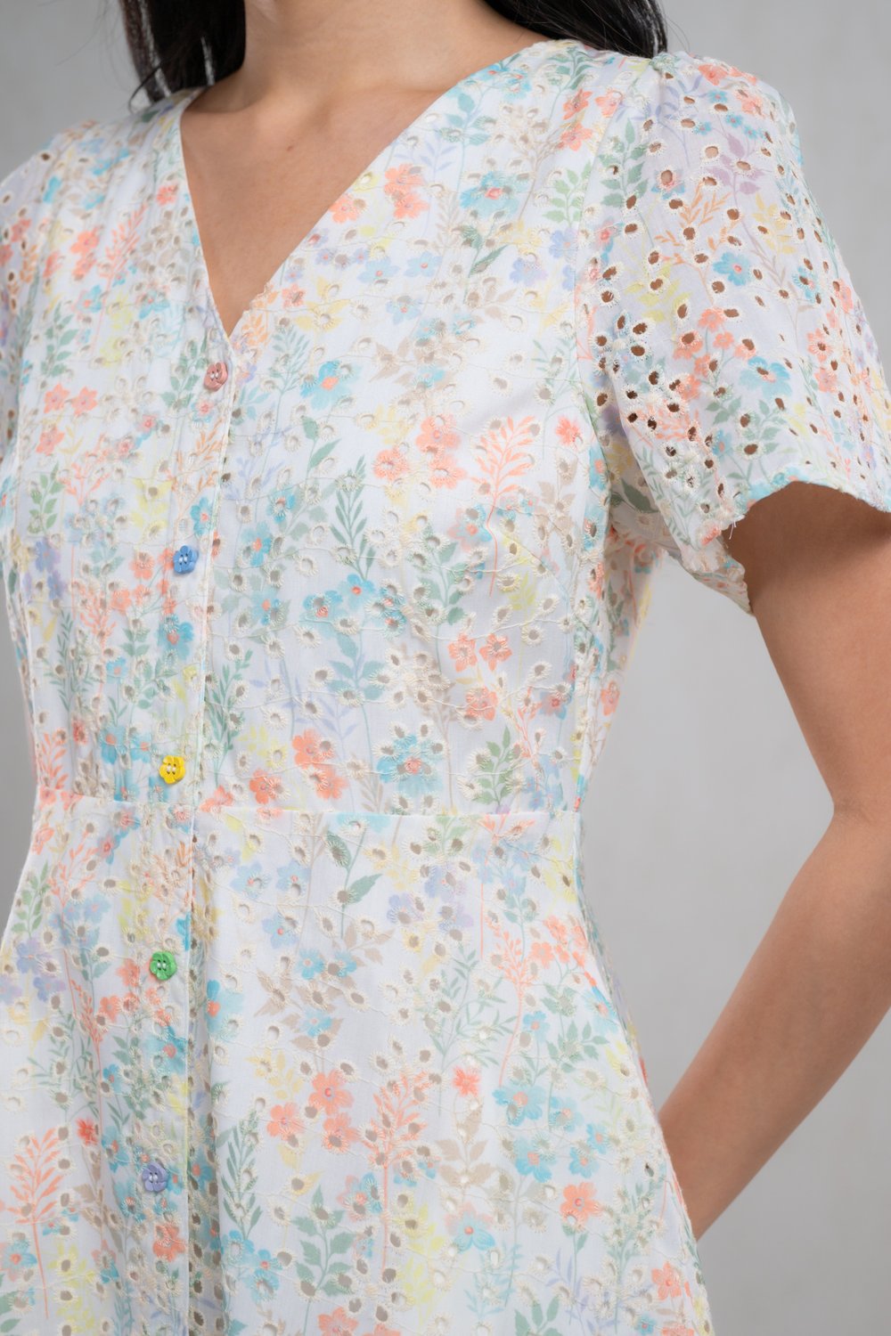 HAYUN SLEEVED SHORT BUTTON DRESS