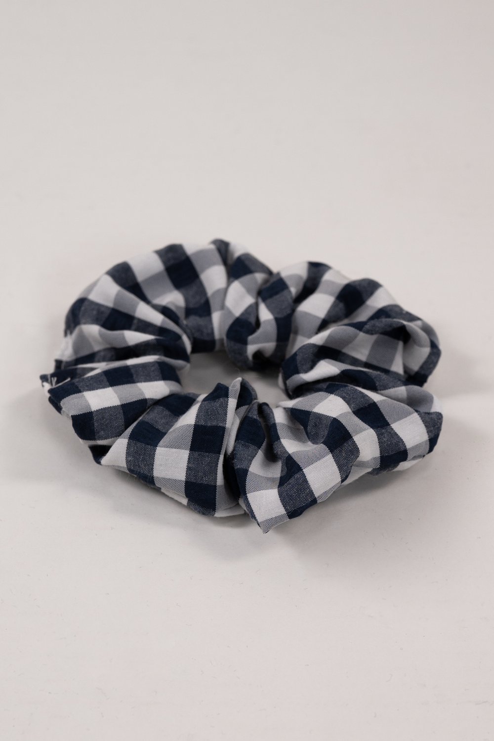 NAVY GINGHAM SCRUNCHIE