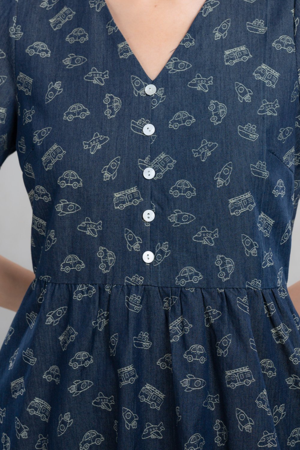 MODES OF TRANSPORT DENIM SLEEVED DRESS
