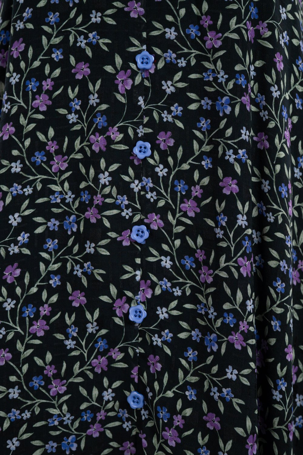 PIARAS BLUE-LILAC FLORAL SLEEVED MIDI DRESS