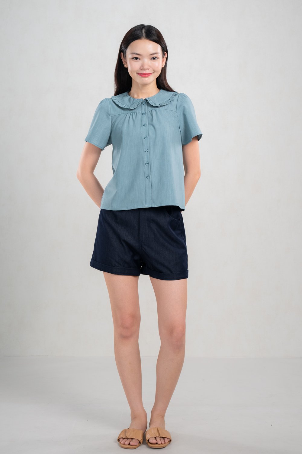 SUZZIE PETERPAN-COLLAR TOP IN TEAL