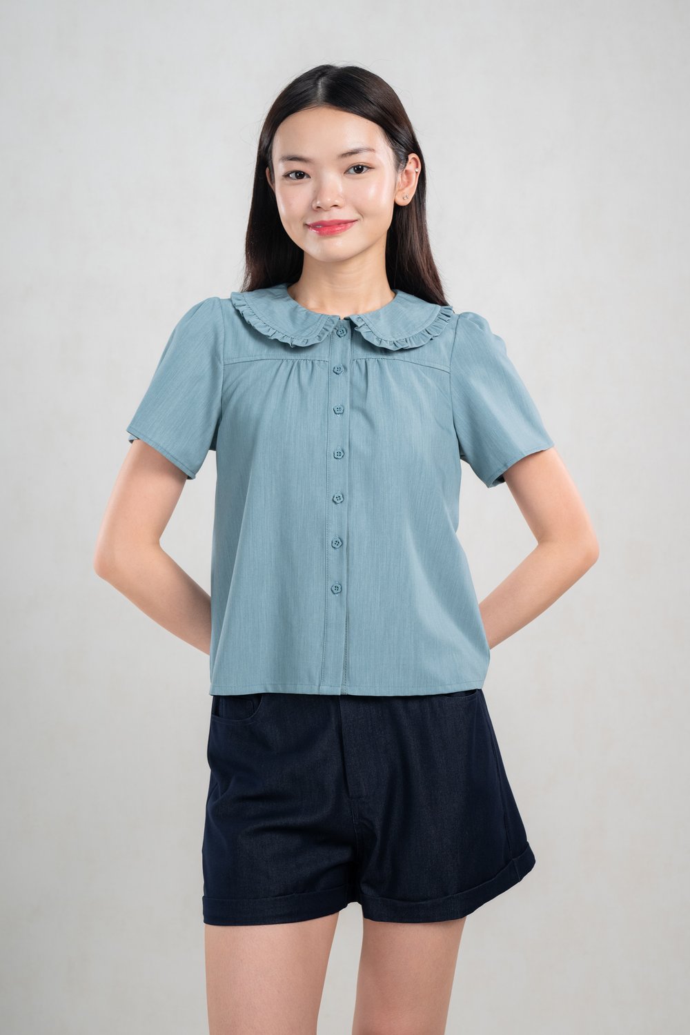 SUZZIE PETERPAN-COLLAR TOP IN TEAL