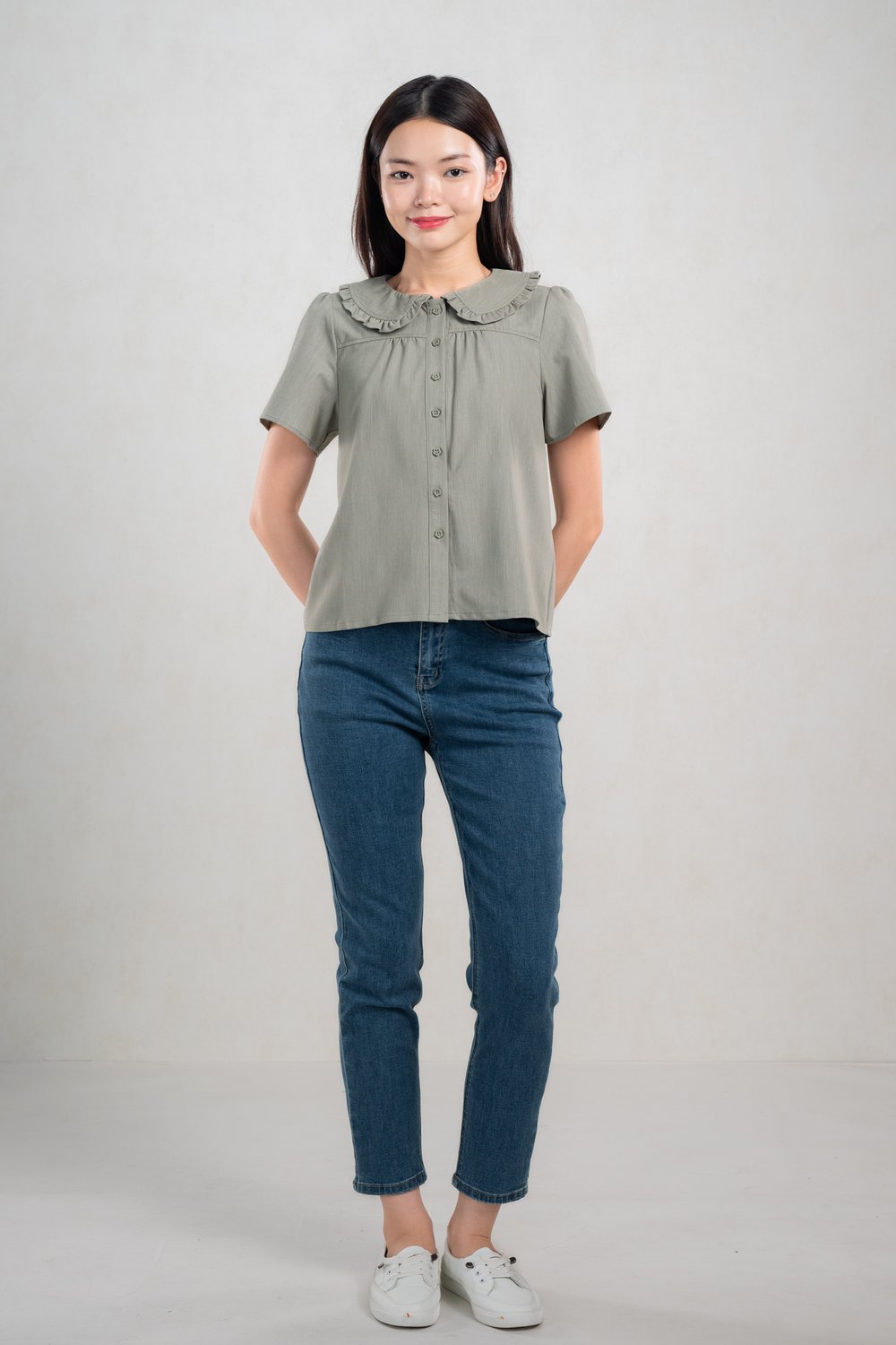 SUZZIE PETERPAN-COLLAR TOP IN SAGE