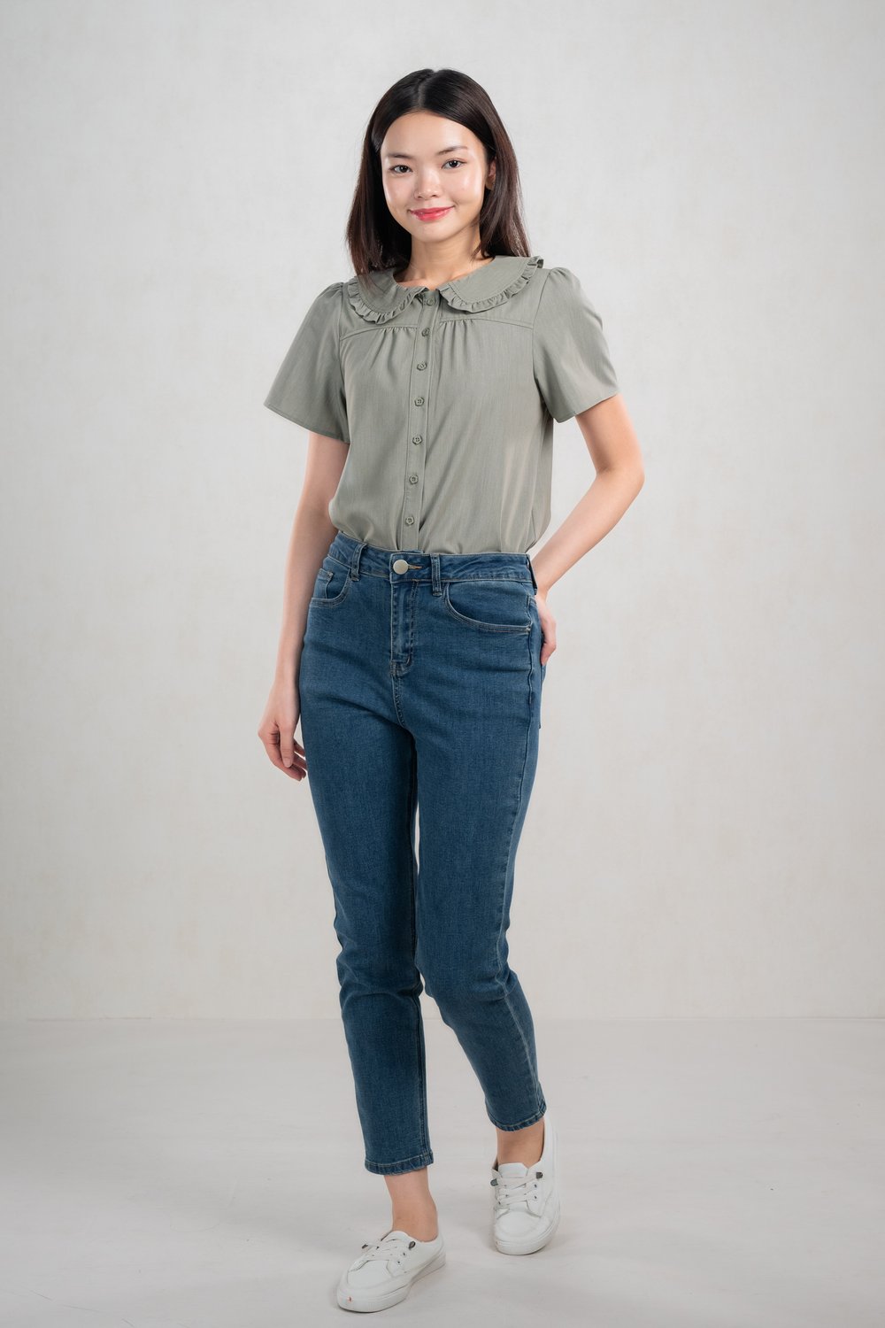SUZZIE PETERPAN-COLLAR TOP IN SAGE
