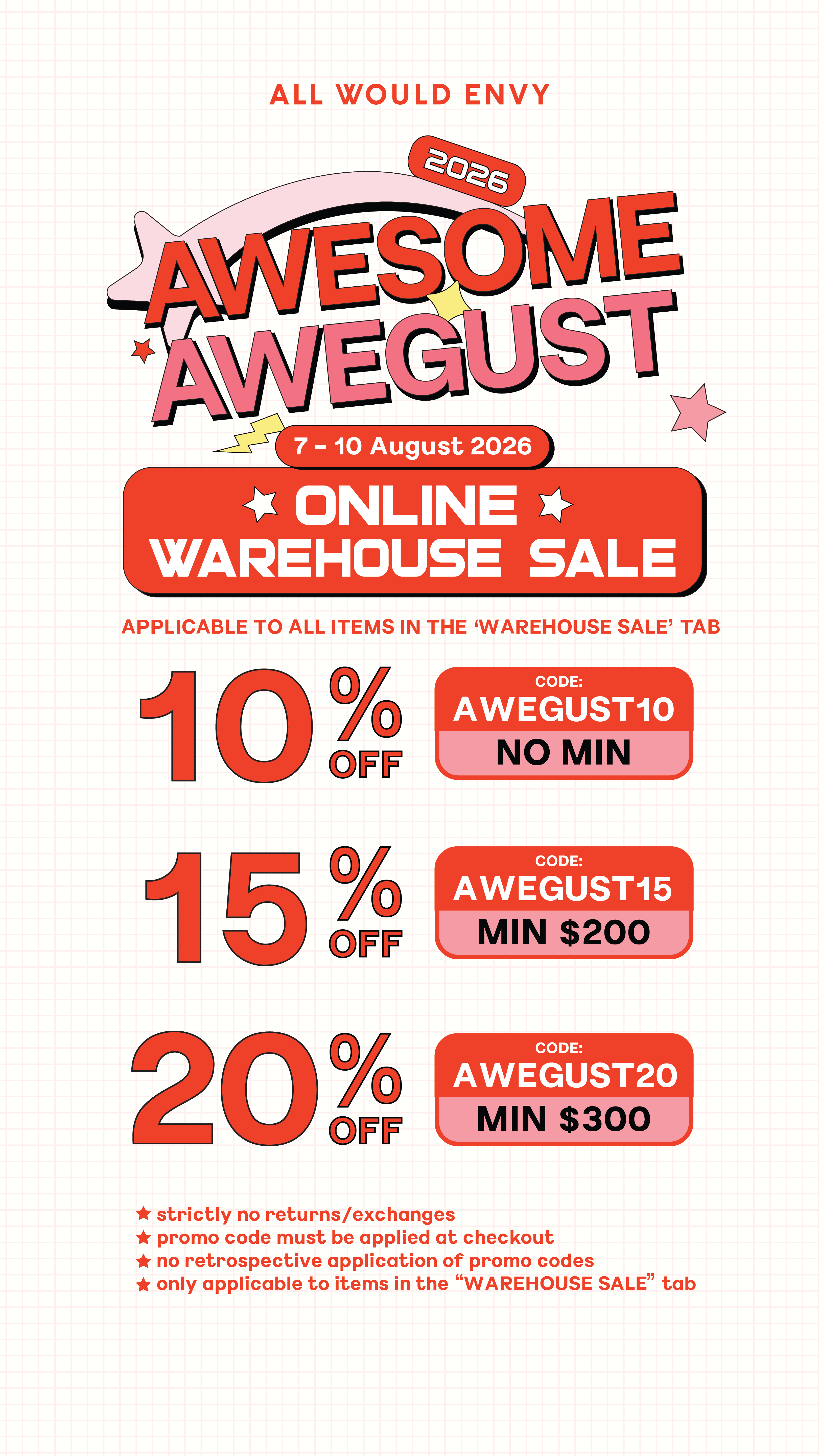 AWESOME AWEGUST WAREHOUSE SALE 2026