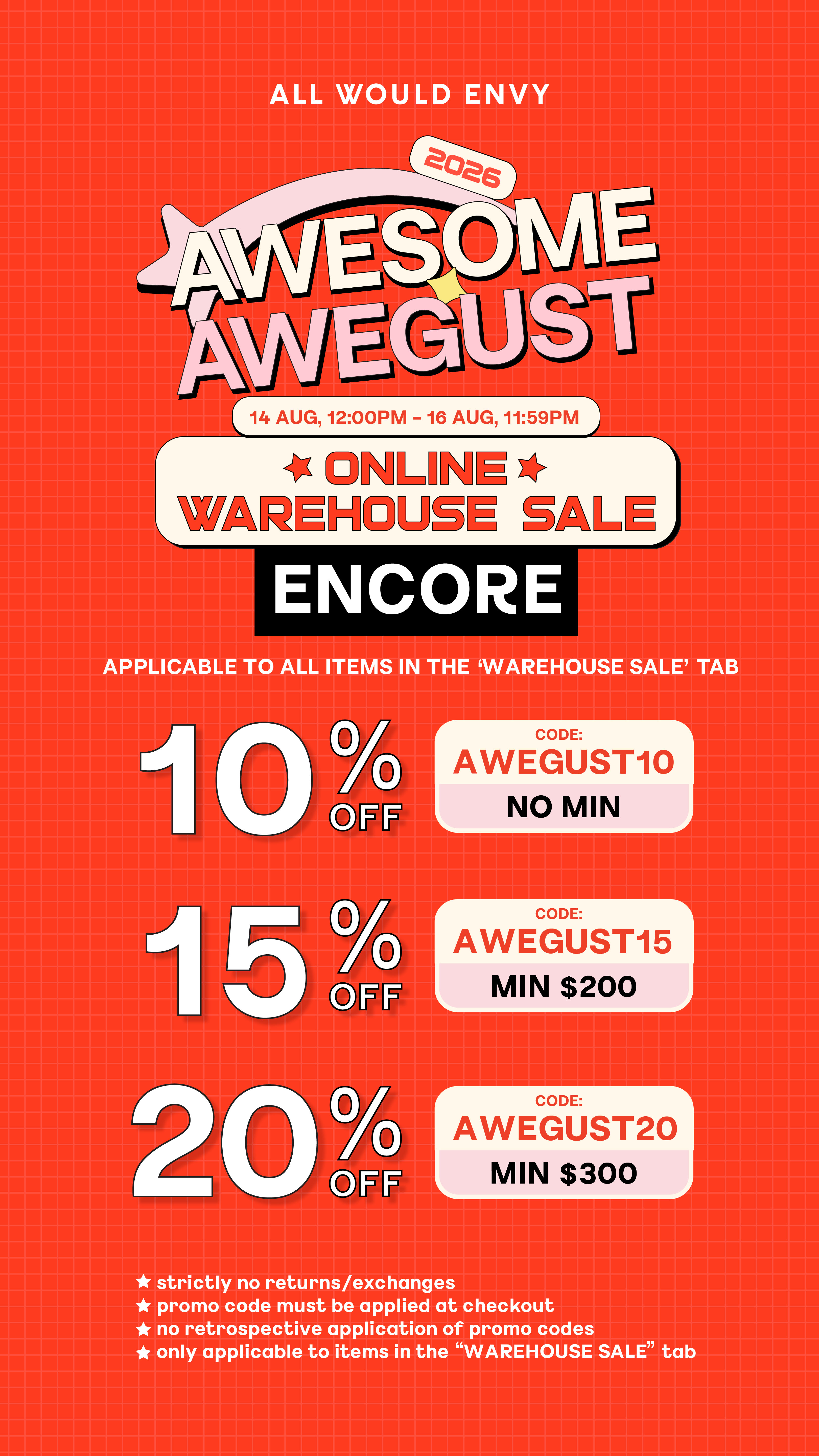 ENCORE AWESOME AWEGUST WAREHOUSE SALE 2026
