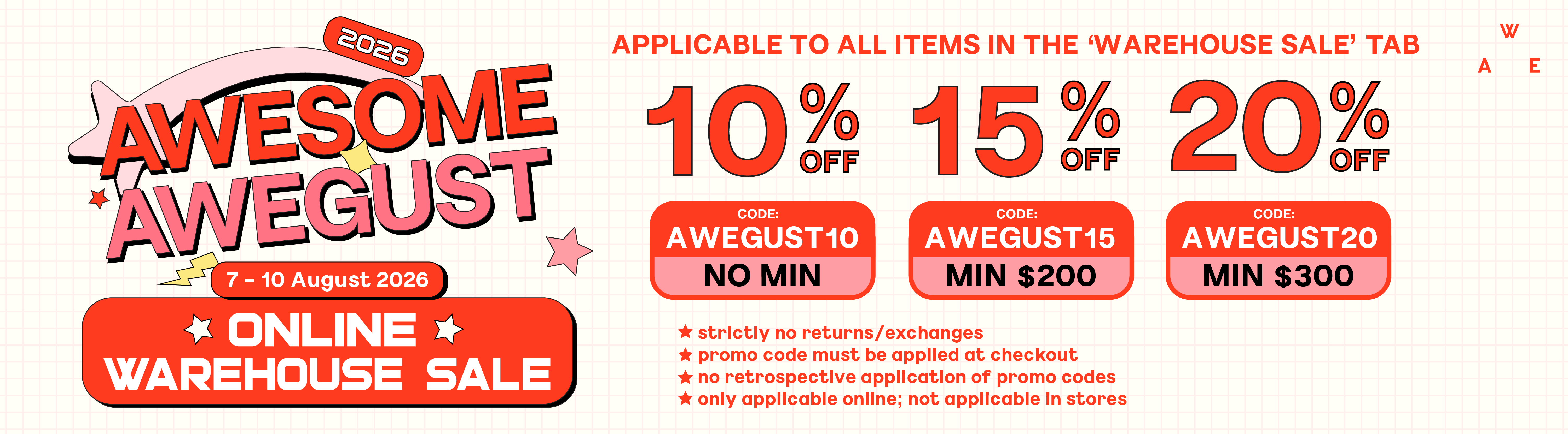 AWESOME AWEGUST WAREHOUSE SALE 2026