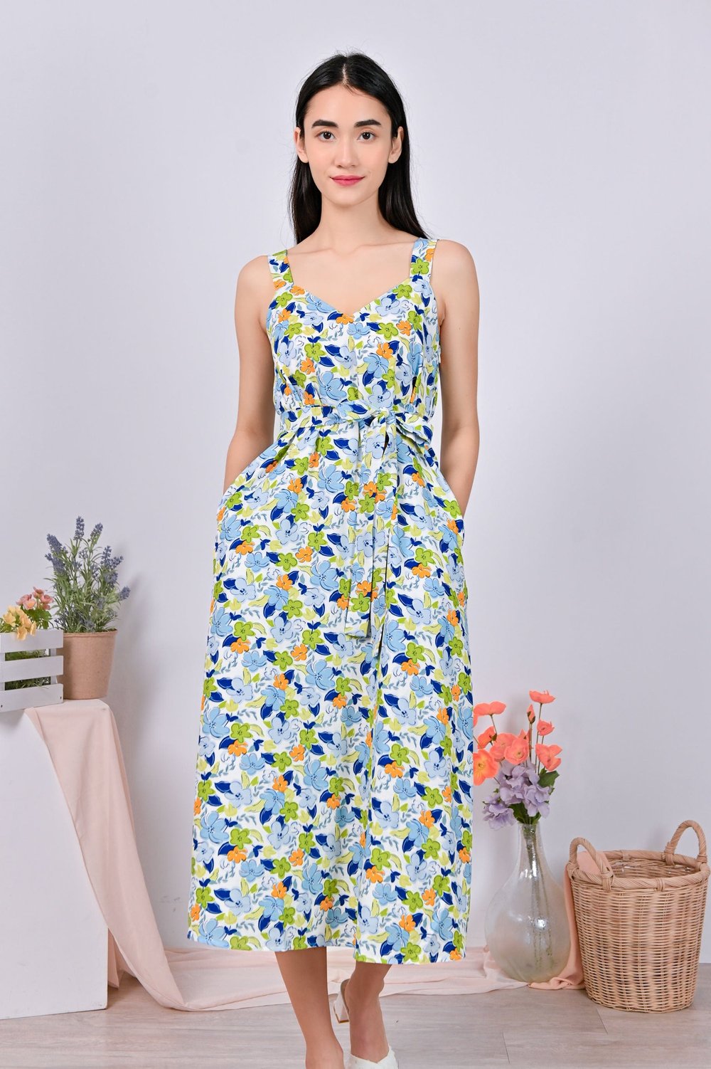 FRIKKA THICK-STRAP DRESS IN BLUE