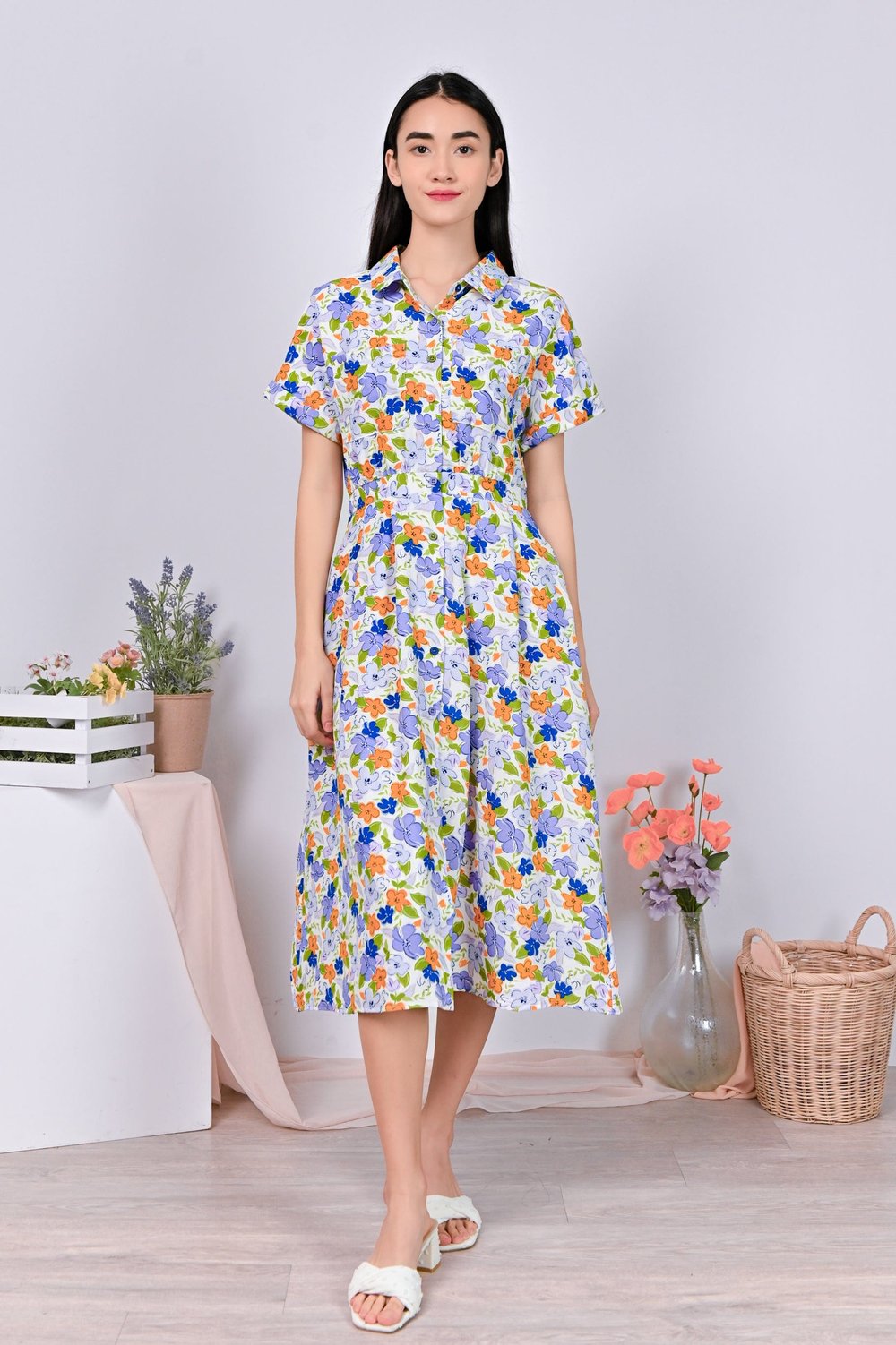 INGA FLORAL SHIRTDRESS IN VIBRANT
