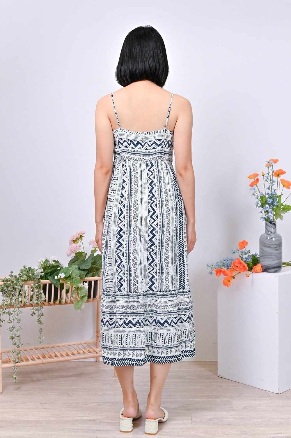 NALA AZTEC SPAG DRESS IN WHITE