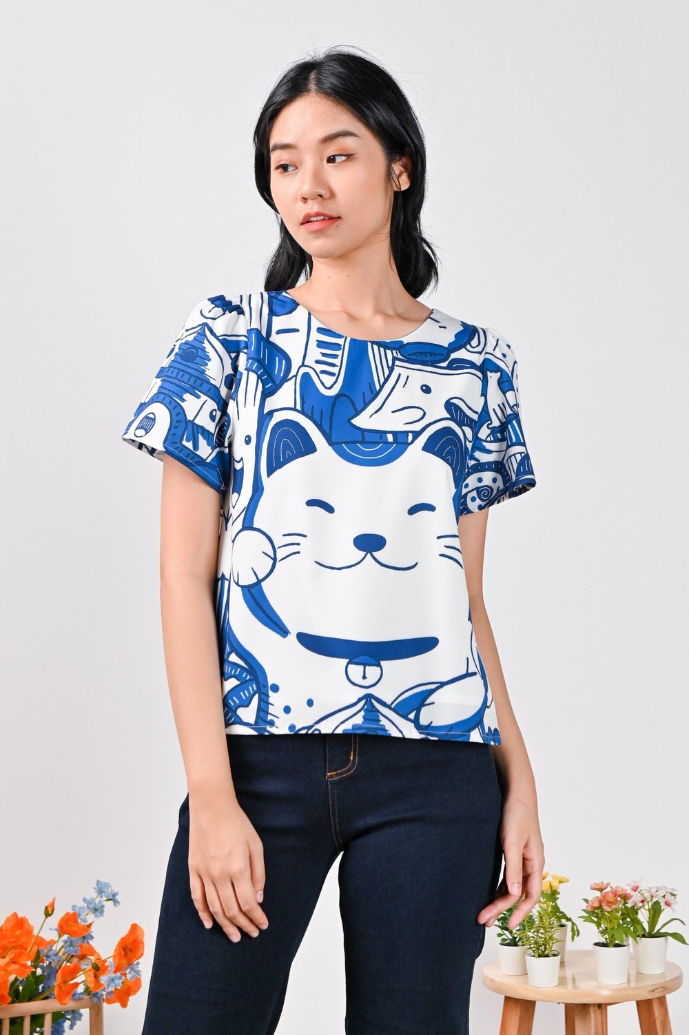 TOKYO SLEEVED TOP IN MONOCHROME