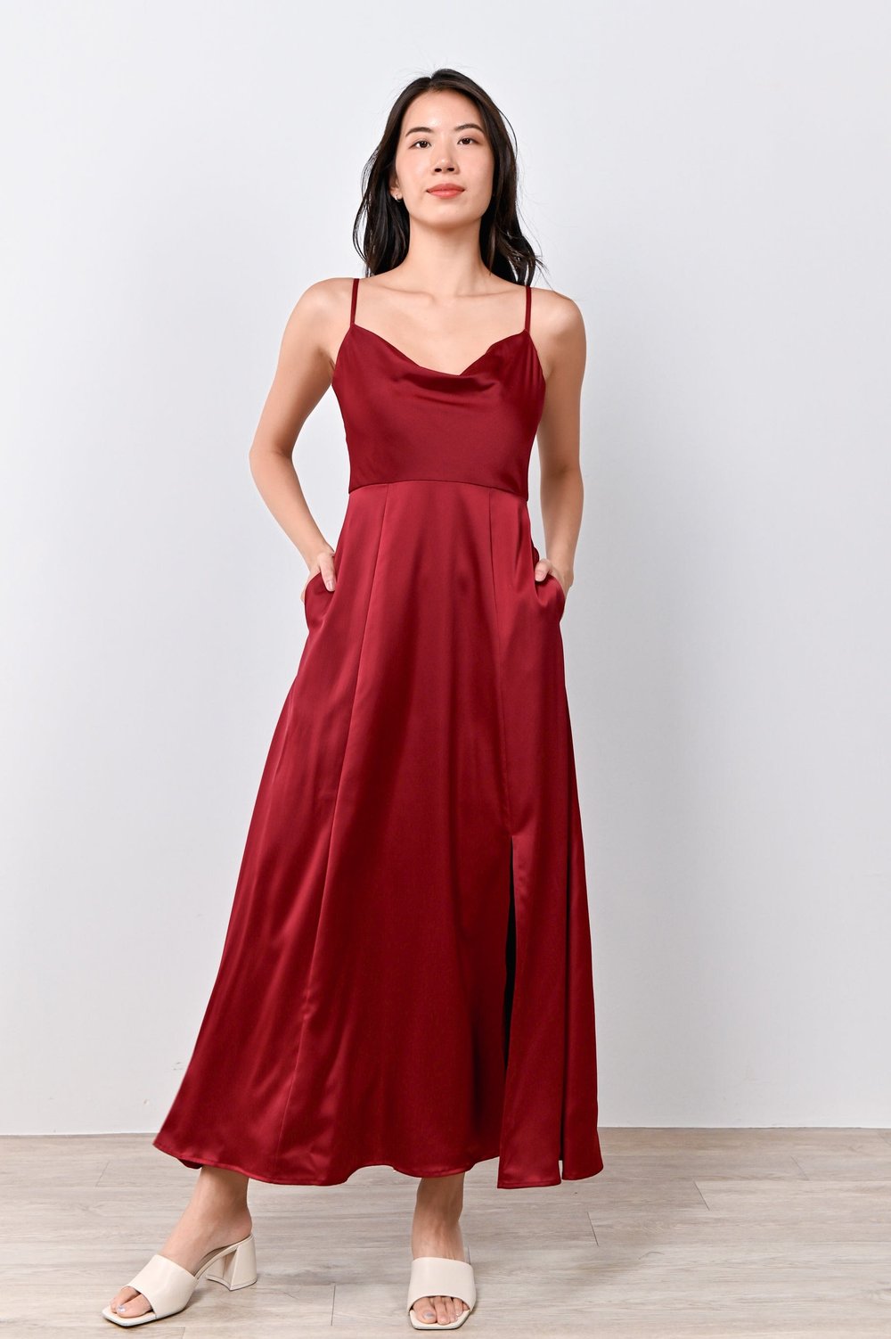 BORA COWL-NECK MAXI DRESS IN WINE