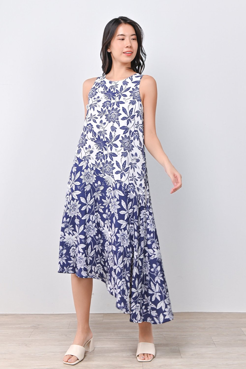 CAMY BLOCK SLANT-HEM DRESS