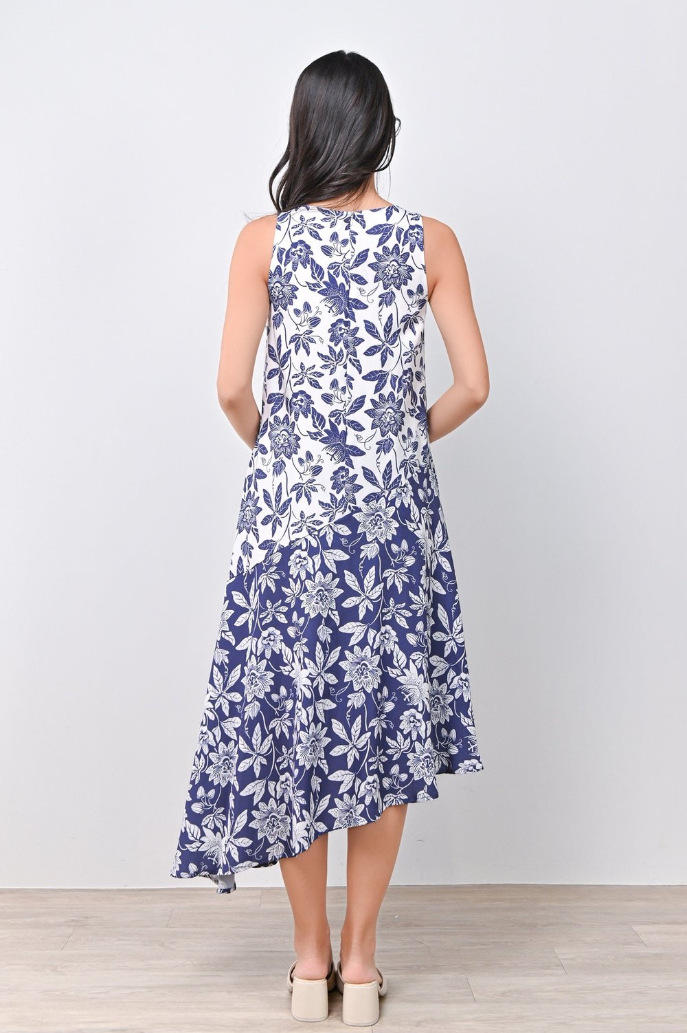 CAMY BLOCK SLANT-HEM DRESS