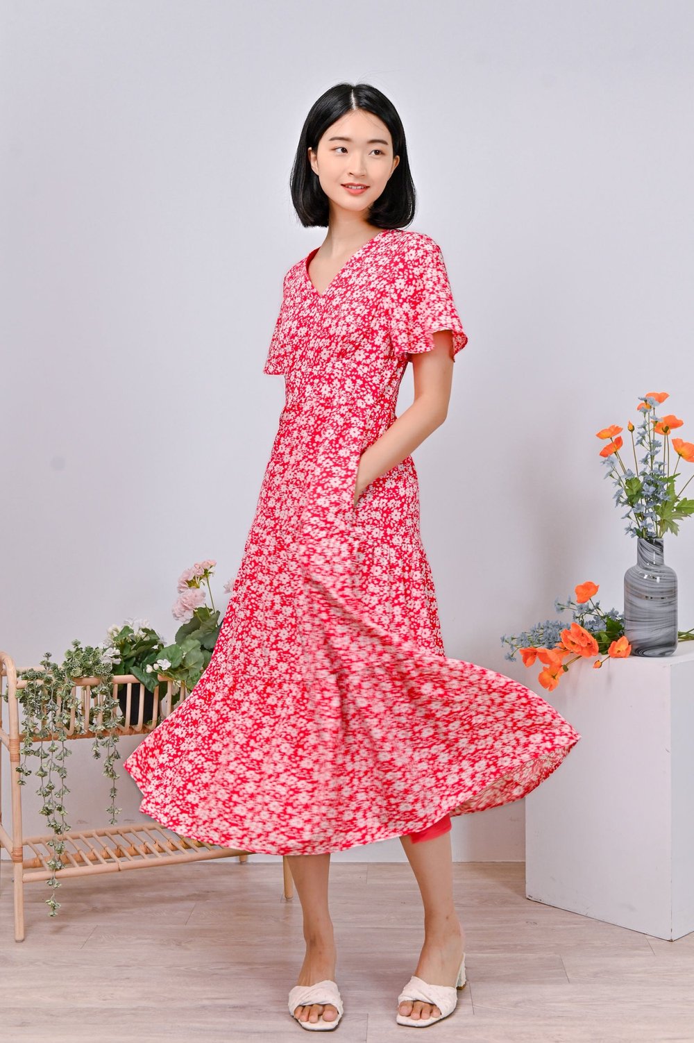 CARMEN MAXI DRESS IN ROSE FLORAL