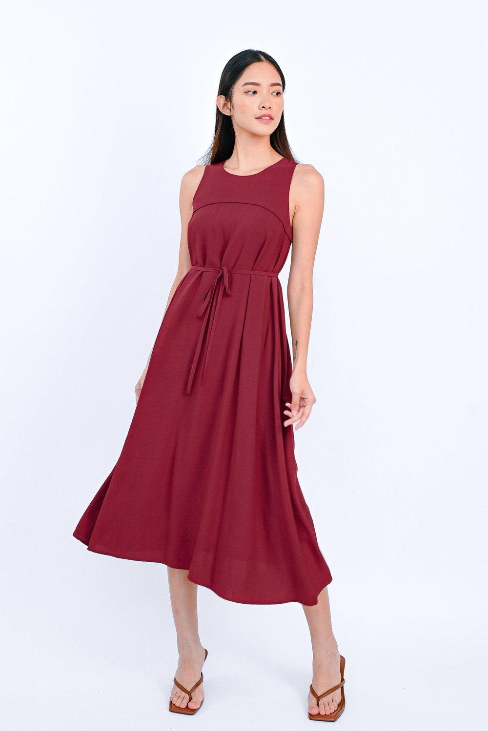 CLANDRA PIPING MIDI IN RED