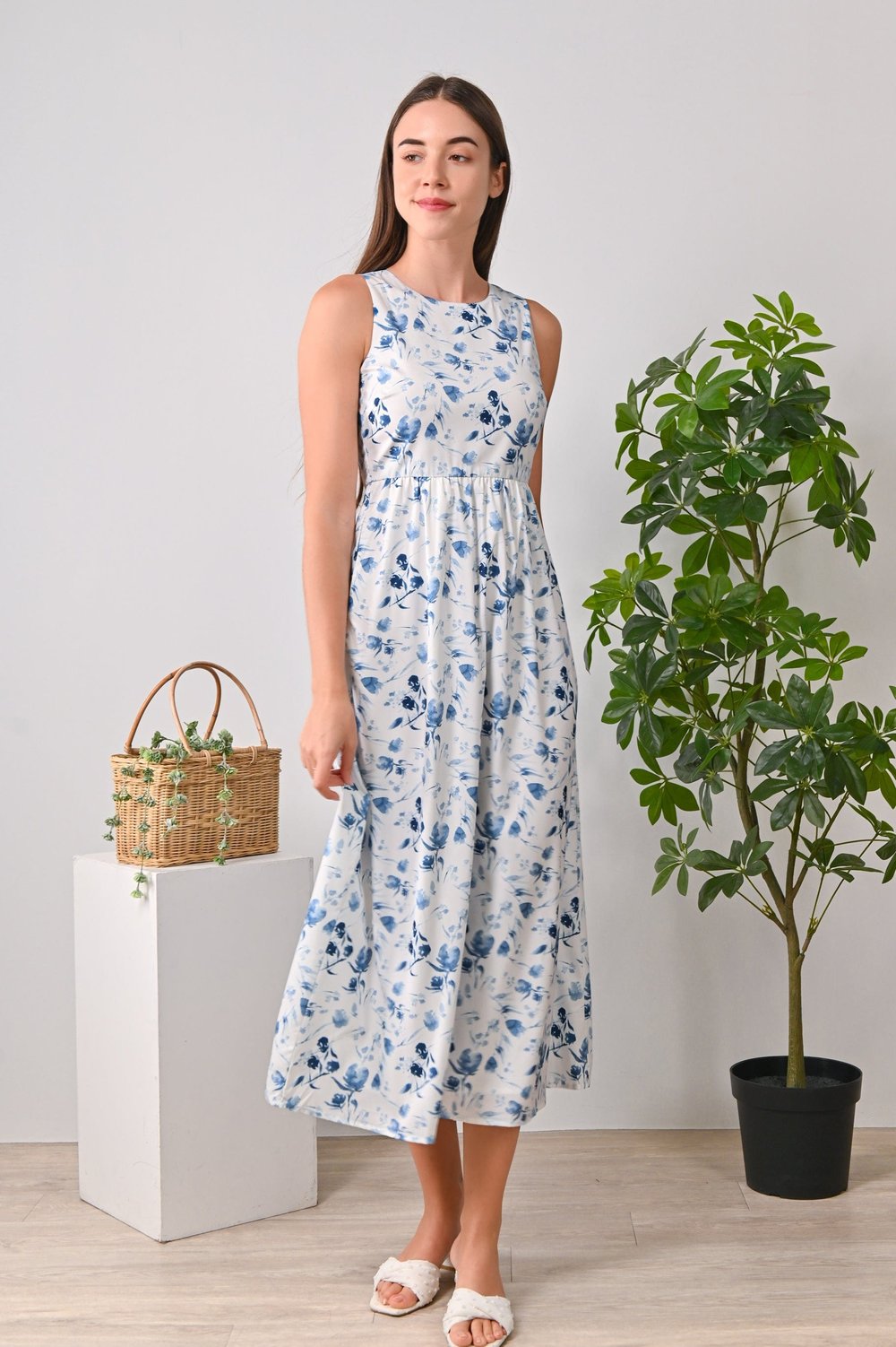 EMORY WATERCOLOUR HIGH-WAIST DRESS