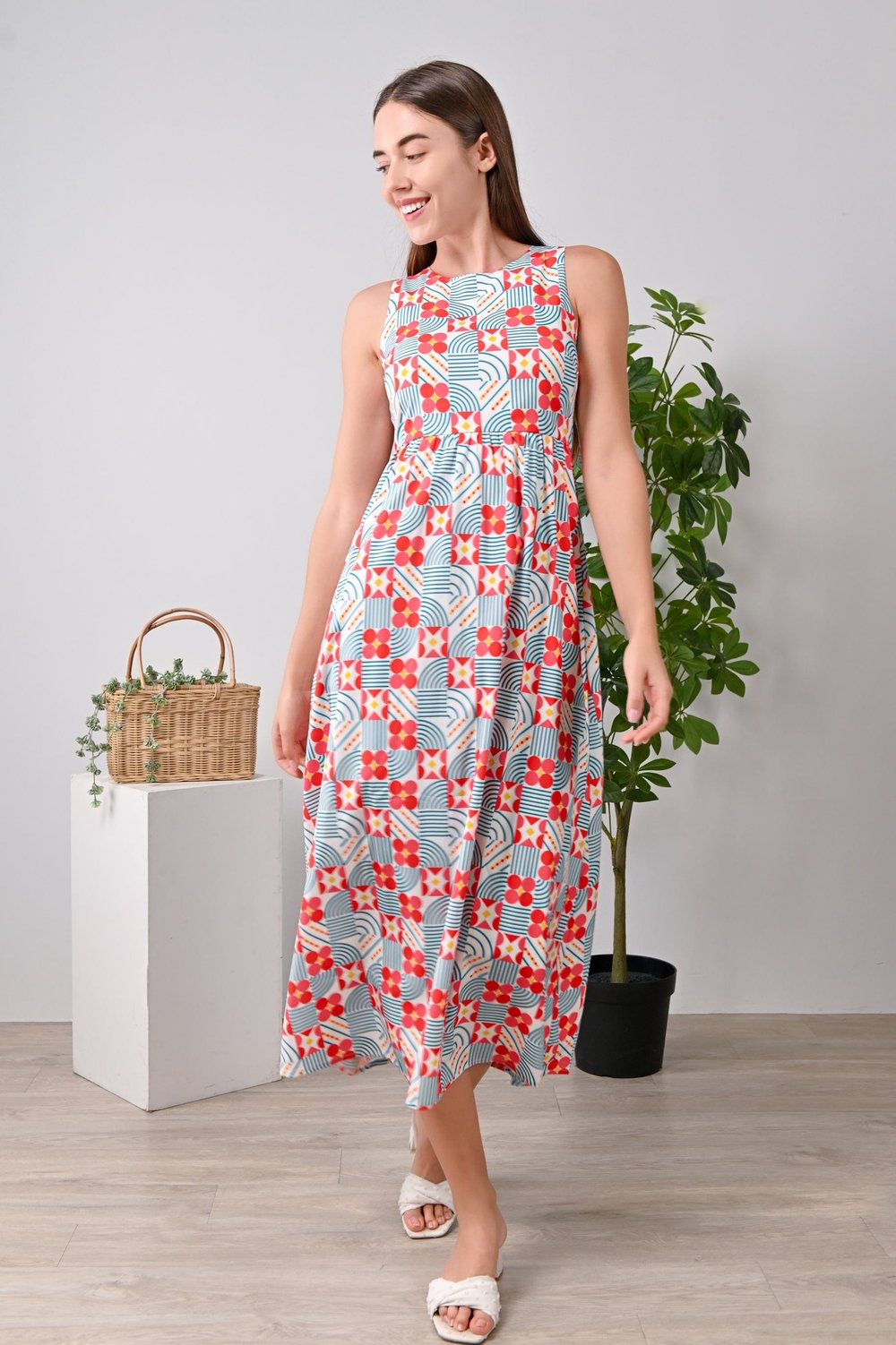 ENCHANTED WHITE CUT-IN MIDI DRESS