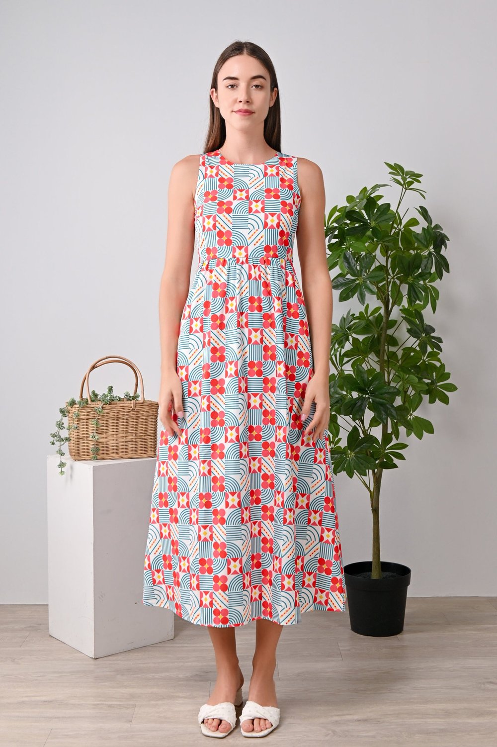 ENCHANTED WHITE CUT-IN MIDI DRESS