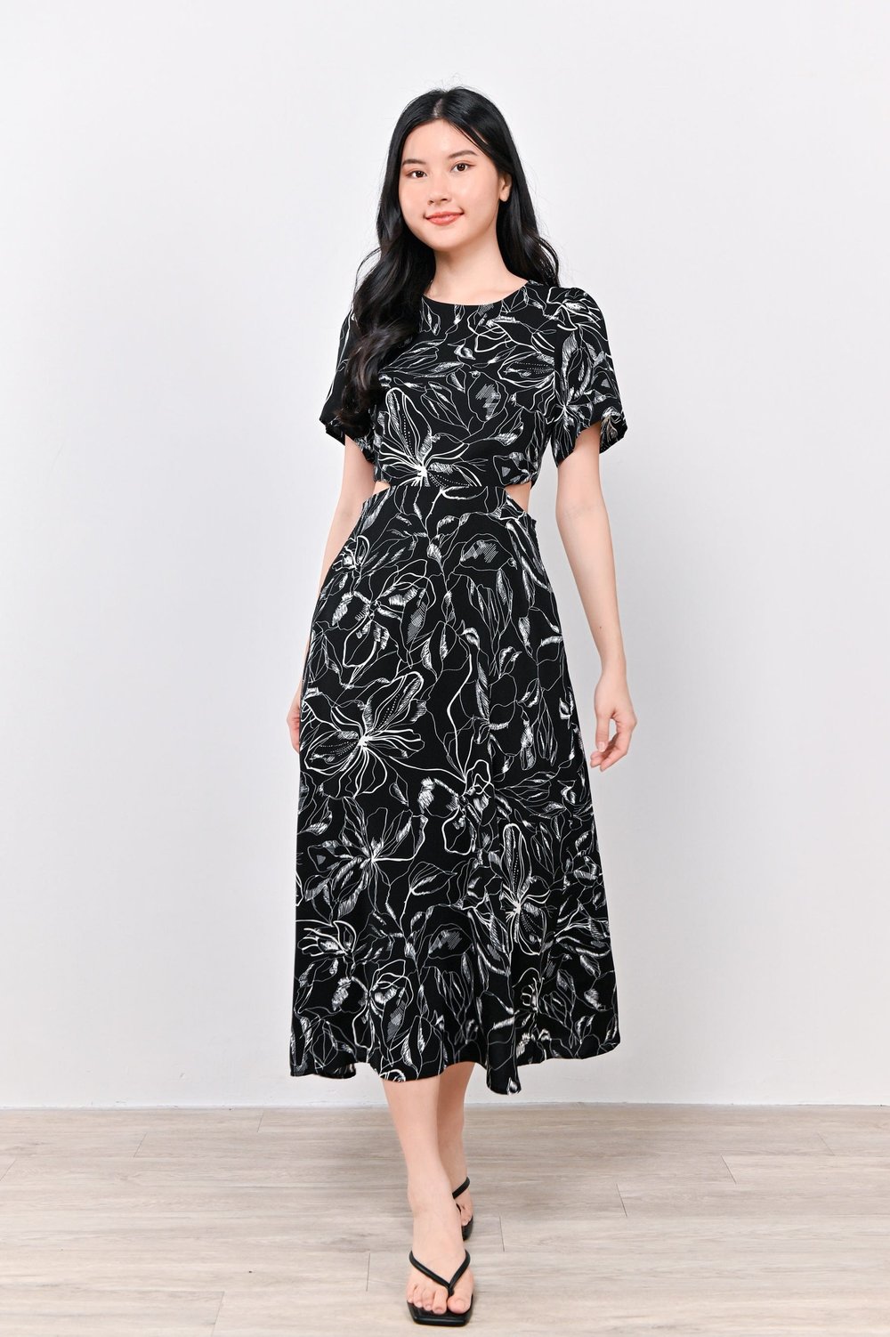 HARRIET ABSTRACT CUT-OUT DRESS IN BLACK