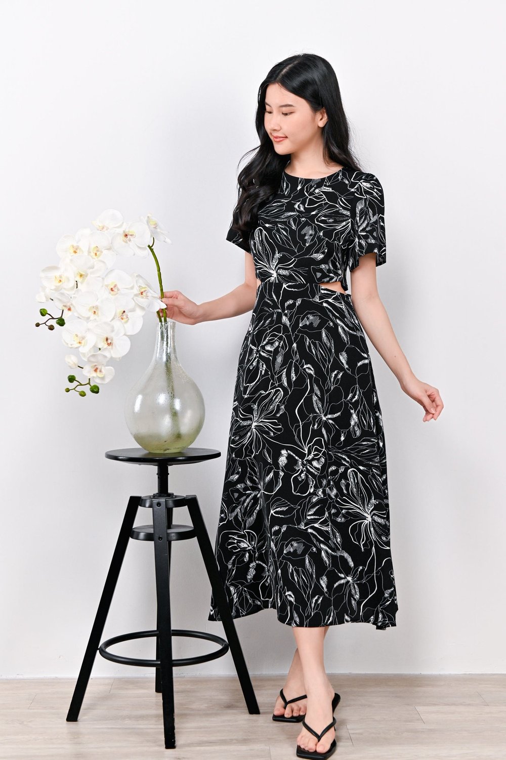 HARRIET ABSTRACT CUT-OUT DRESS IN BLACK