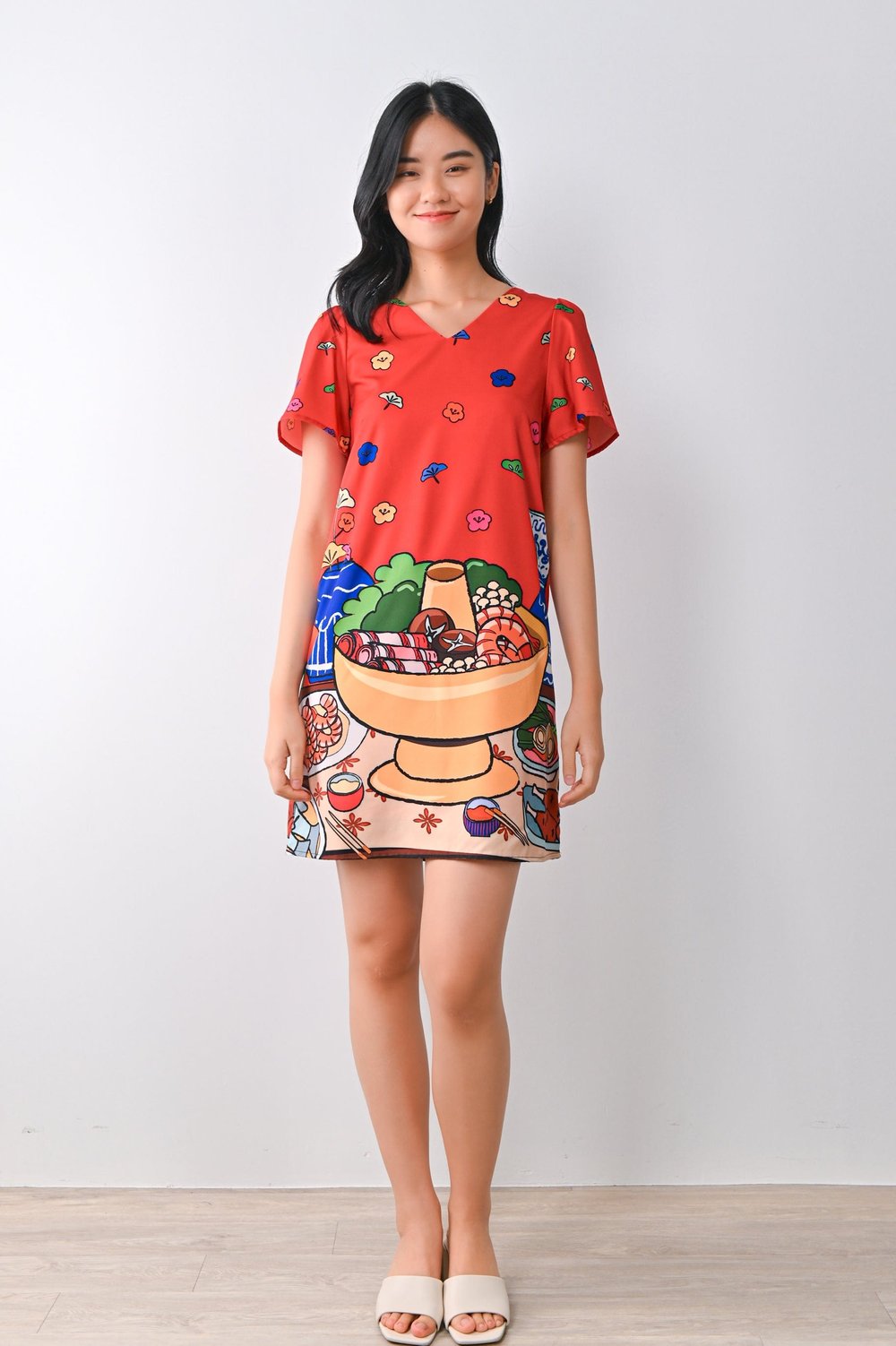 HOTPOT RED SLEEVED DRESS