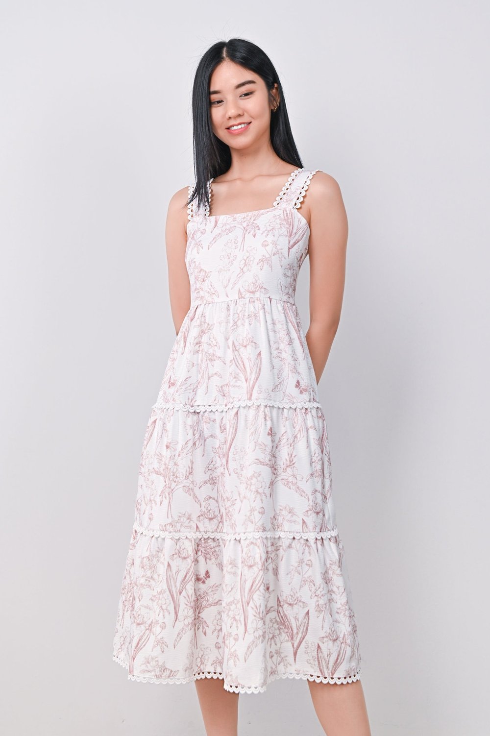 ILLONA PINK TOILE TIERED DRESS