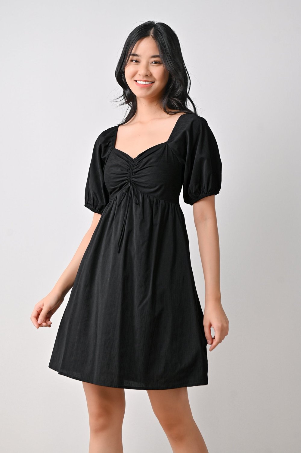 IMANI RUCHED DRESS IN BLACK