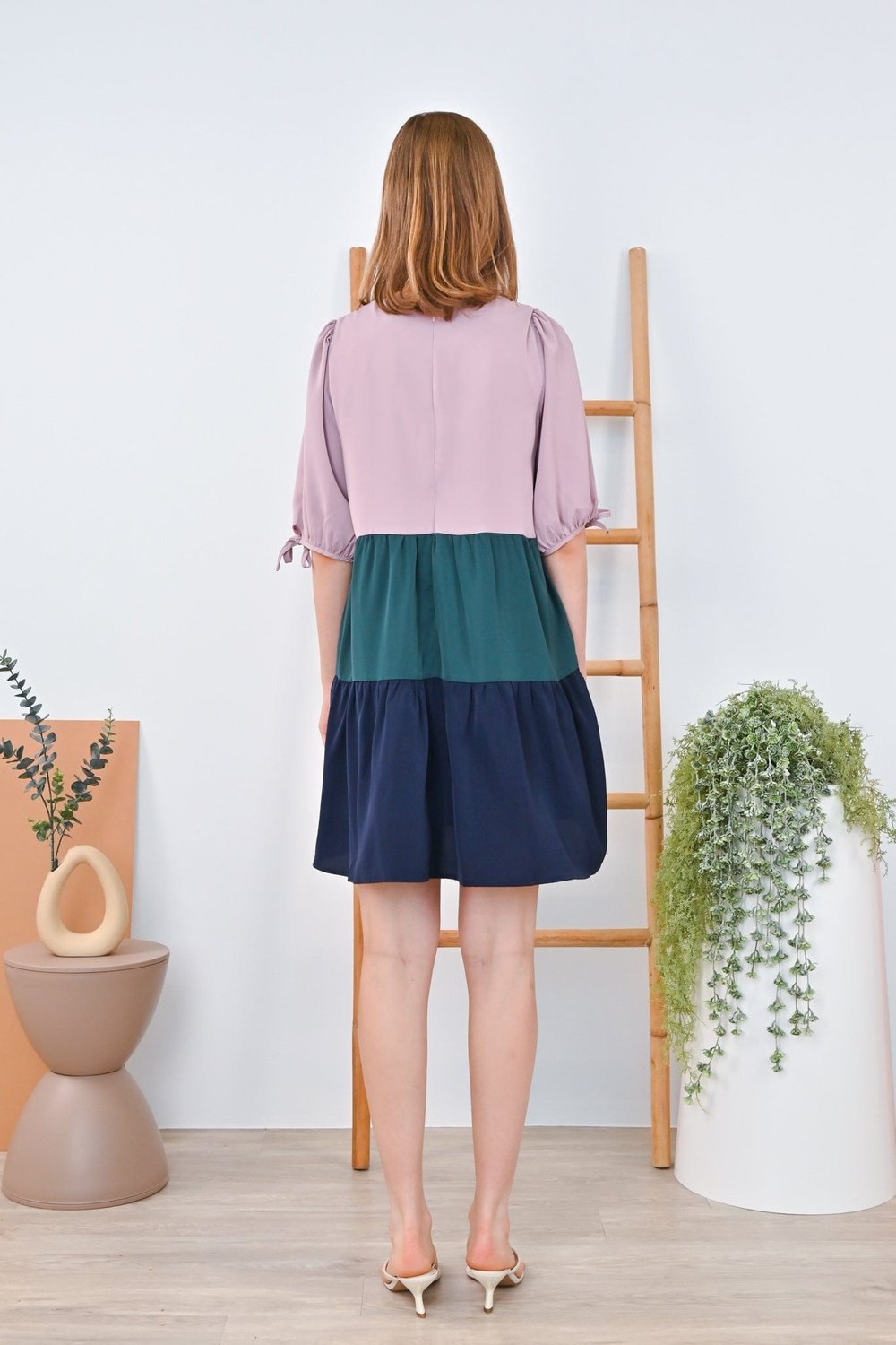 JOMO COLOURBLOCK DRESS IN PINK