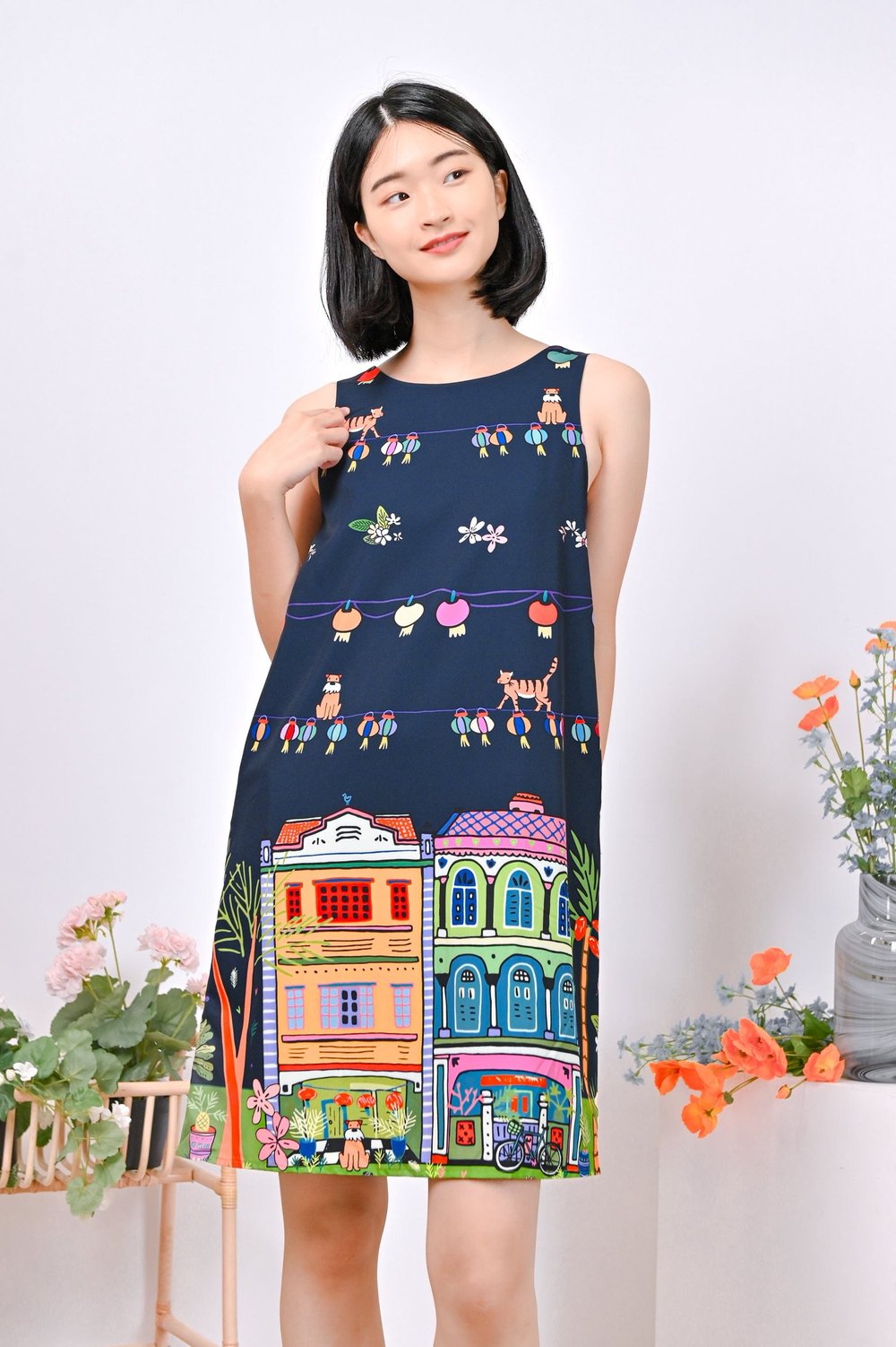 KATONG AT NIGHT A-LINE DRESS