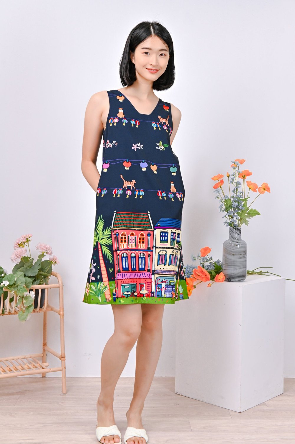 KATONG AT NIGHT A-LINE DRESS