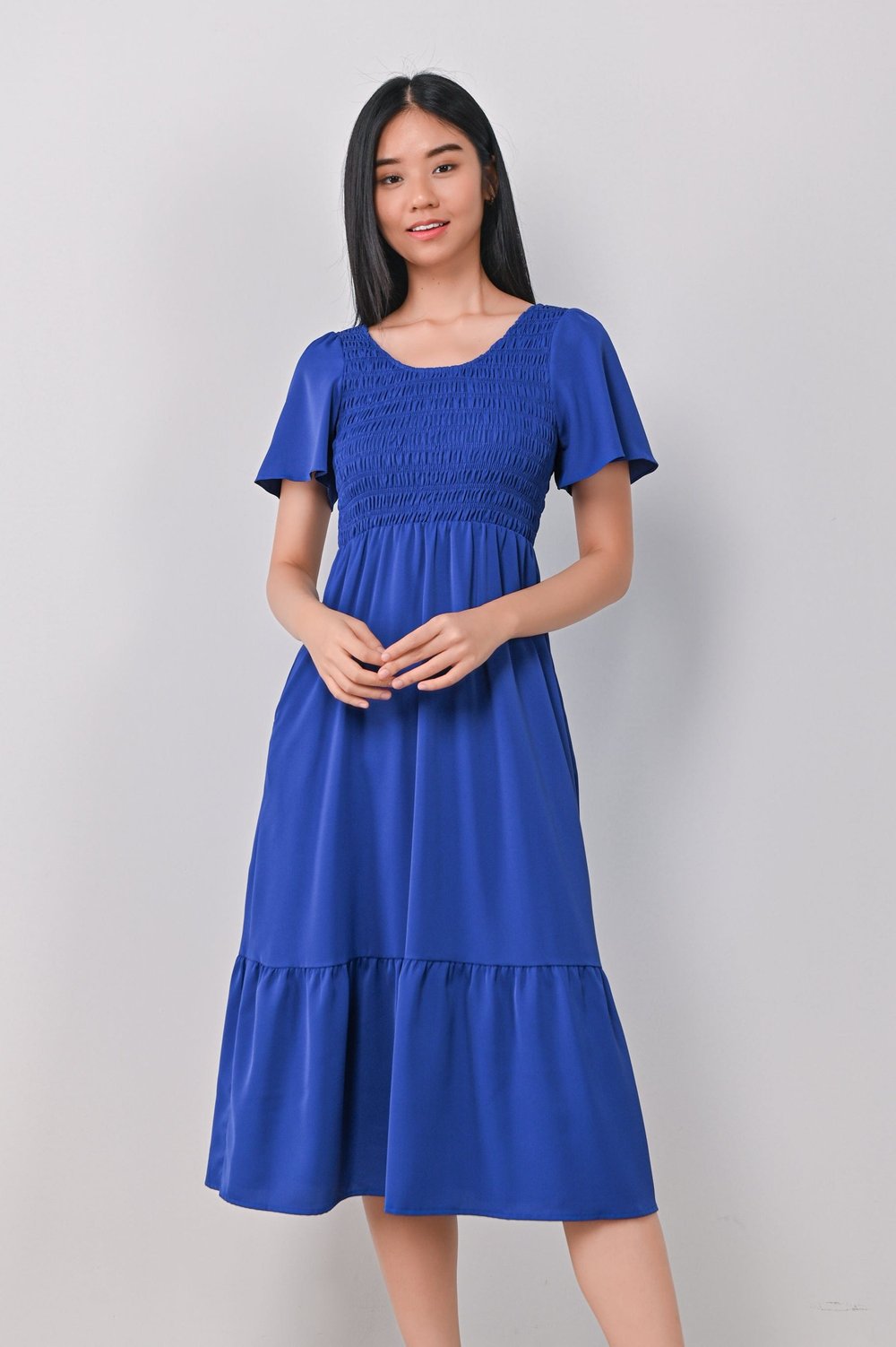 PEYTON SMOCKED DRESS IN COBALT BLUE