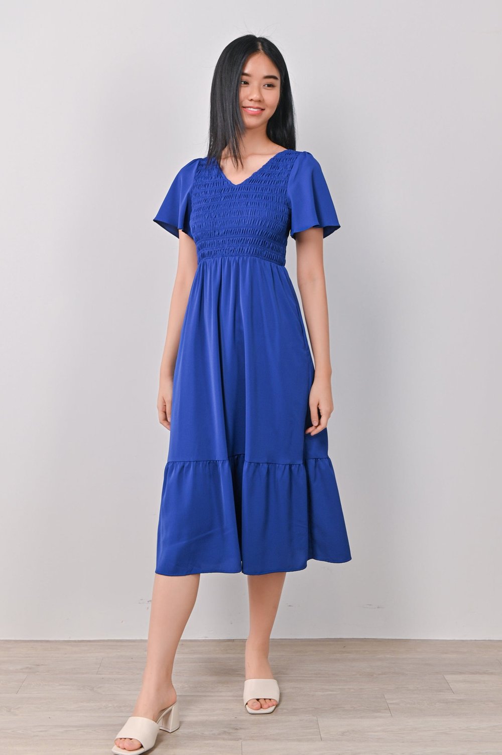 PEYTON SMOCKED DRESS IN COBALT BLUE