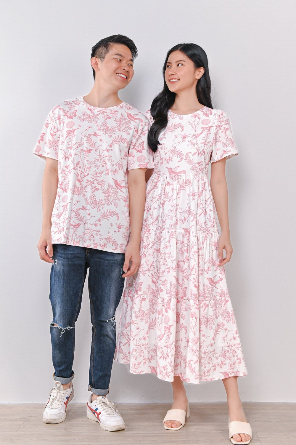 PINK HUMMINGBIRD TIERED MIDAXI DRESS