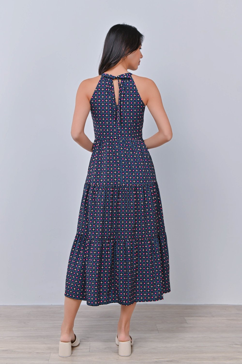 ROYAL BLOOMS HIGH-NECK DRESS