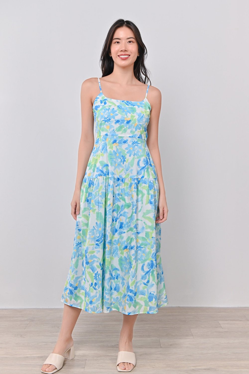 SCOTTIE SPAG DRESS IN BLUE-GREEN