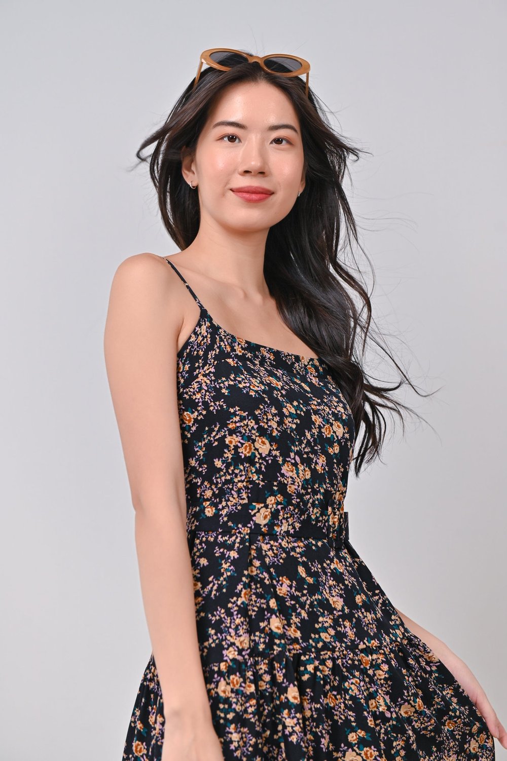 SCOTTIE SPAG DRESS IN NAVY FLORAL