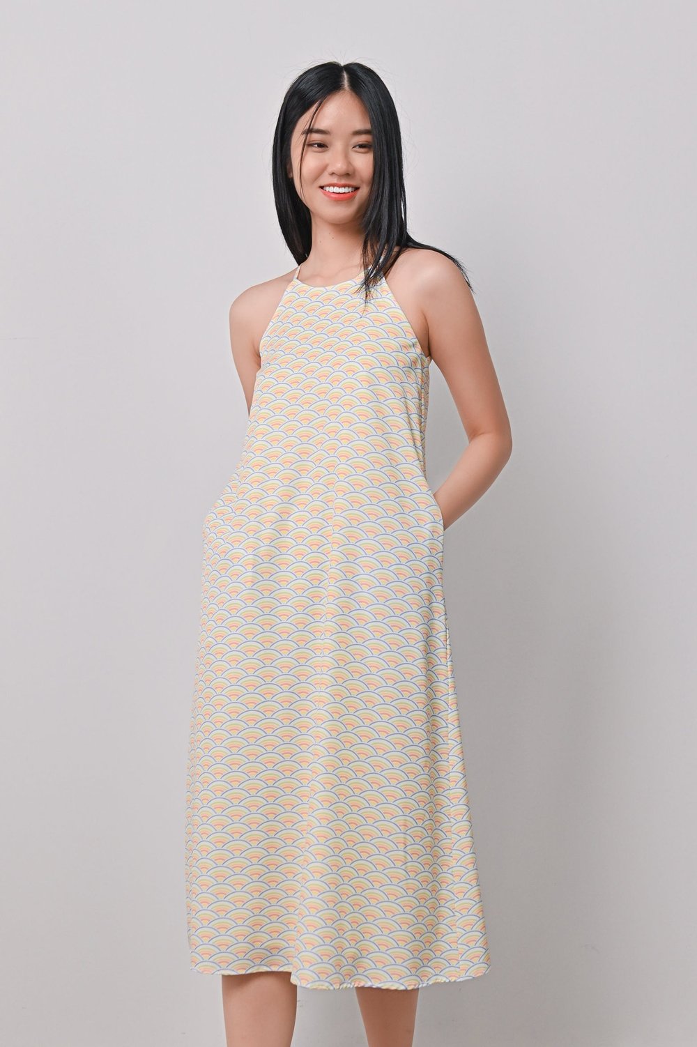 UMI MELON HIGH-NECK CUT-IN DRESS