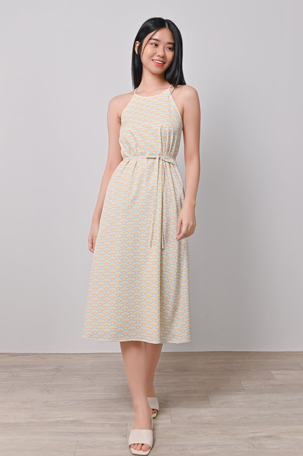 UMI MELON HIGH-NECK CUT-IN DRESS