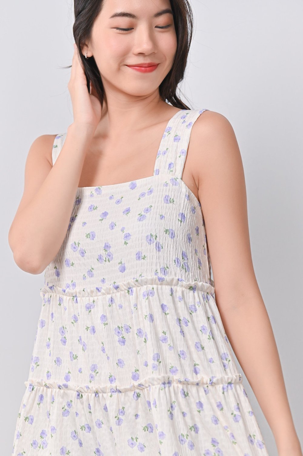 YUNHEE FLORAL BABYDOLL DRESS IN LILAC