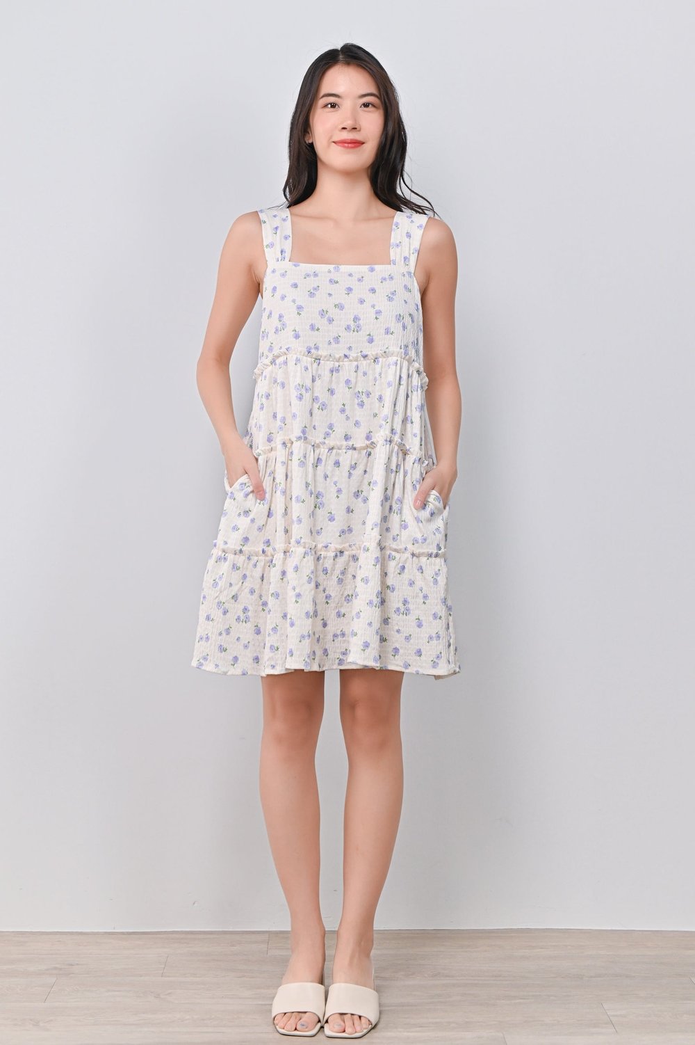 YUNHEE FLORAL BABYDOLL DRESS IN LILAC