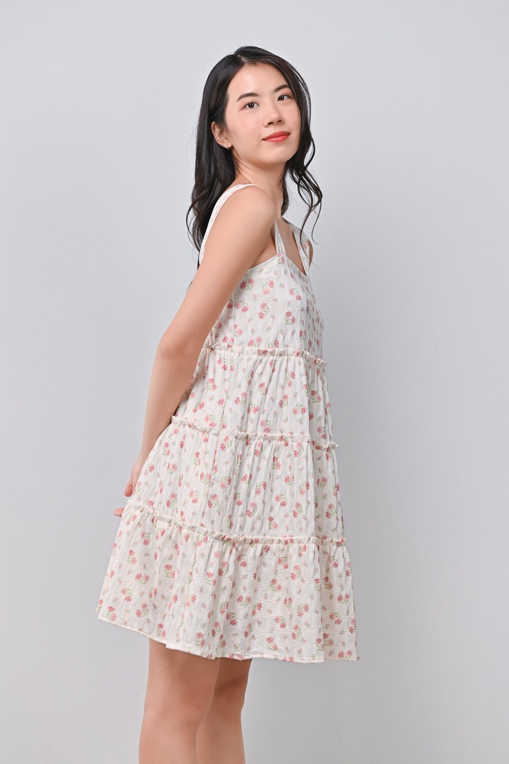 YUNHEE FLORAL BABYDOLL DRESS IN PINK