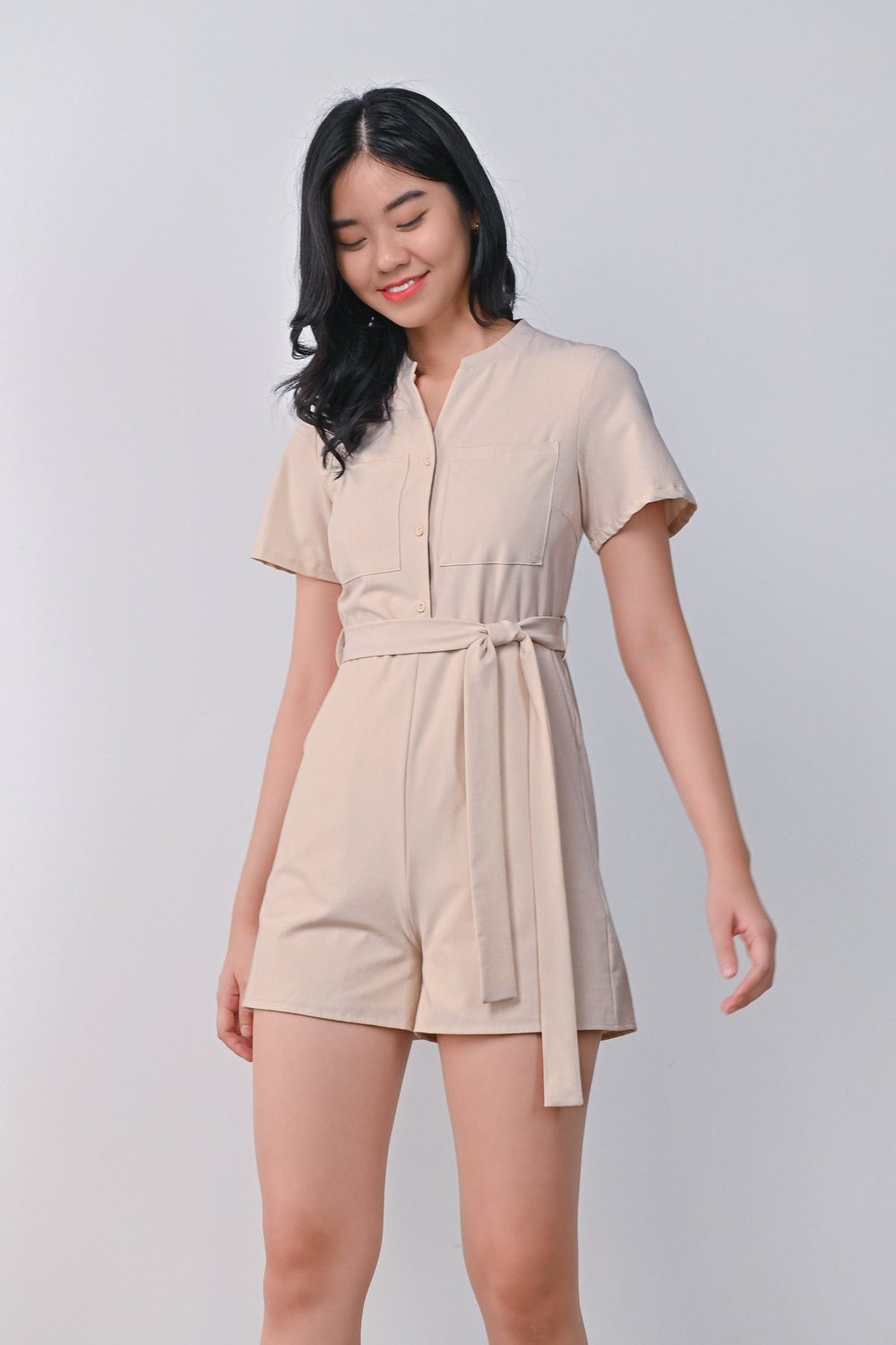 ALAYAH UTILITY ROMPER IN SAND