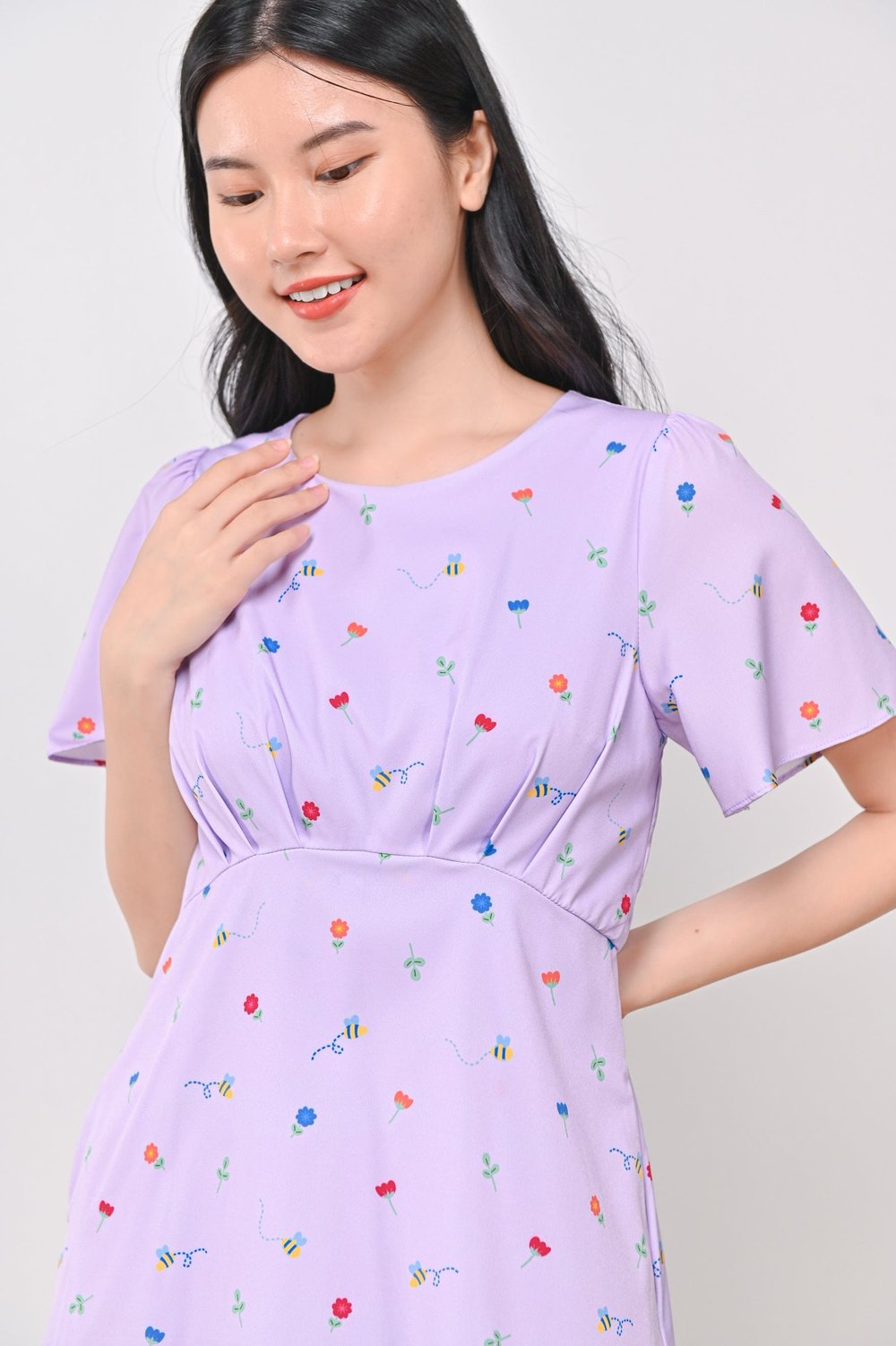 BUSY BEES LILAC DRESS-ROMPER